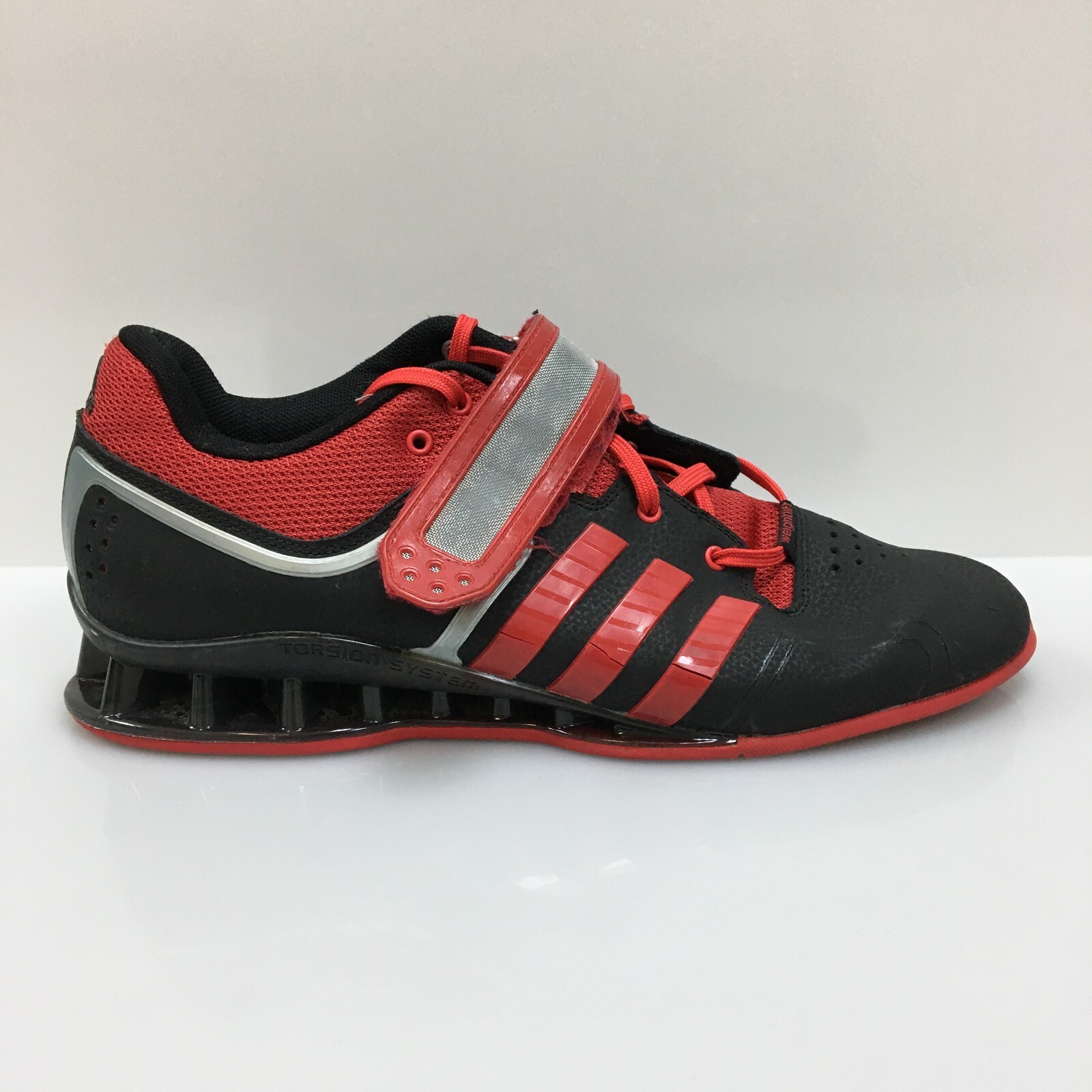 Adidas Adipower Shoes 11 Mens Black Red Leather Weightlifting Sneakers M21865