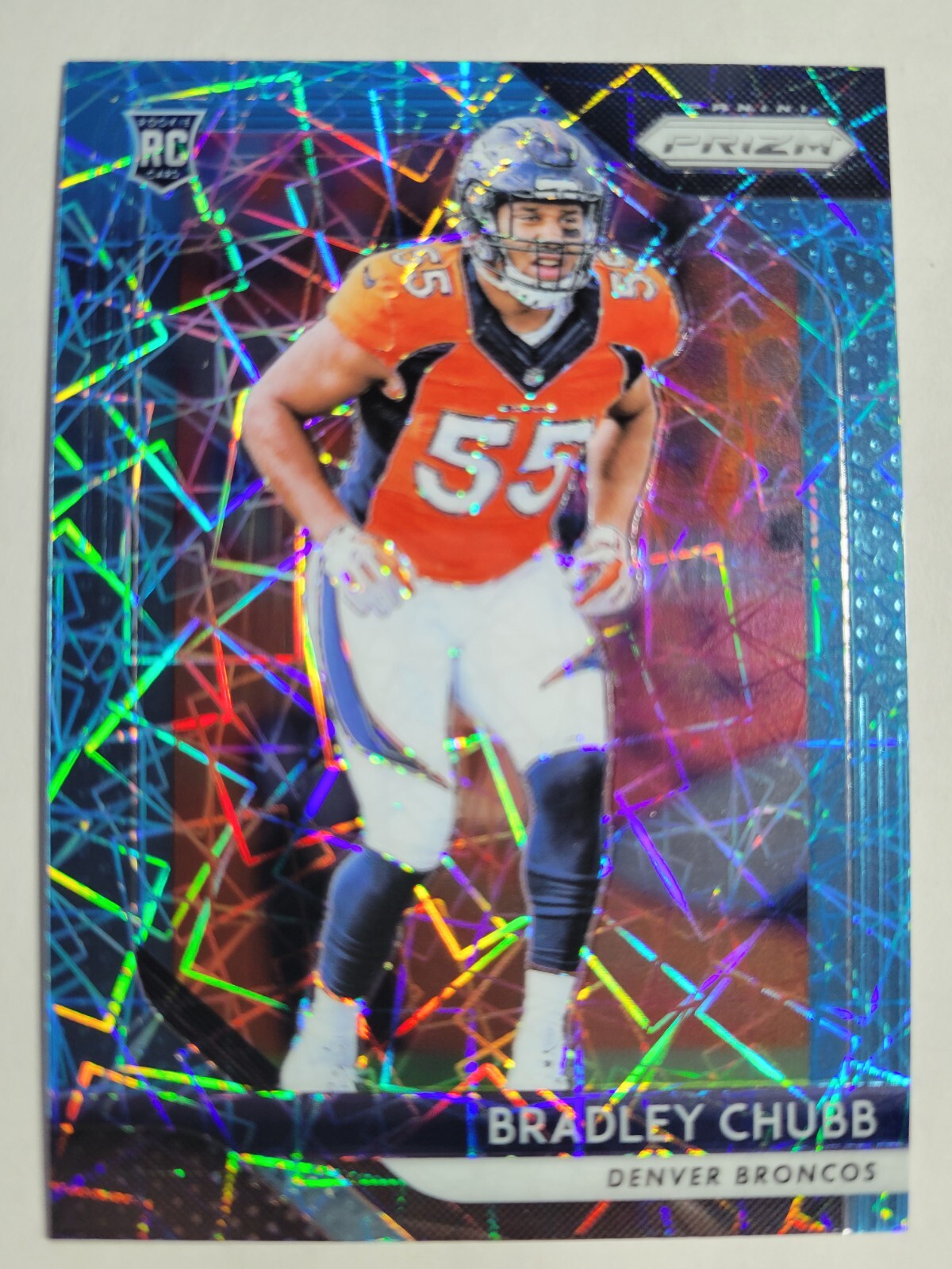Bradley Chubb 2018 Panini Prizm #204 Blue Lazer Holo Rookie Card Dolphins