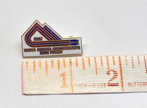 Vintage Lake Placid 1983 World Bobsled Championship Enamel Pin Logo Winter Sport - Picture 4 of 6
