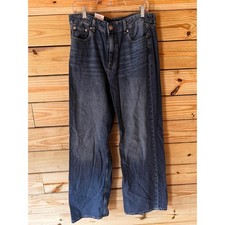 Aeropostale Womens High Rise Wide Leg Jeans Dark Wash Non-Stretch Denim 156917