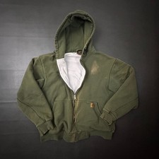 Vintage Northeast Outfitter Jacket Mens Large Green Sun Fade Thermal Waffle Line
