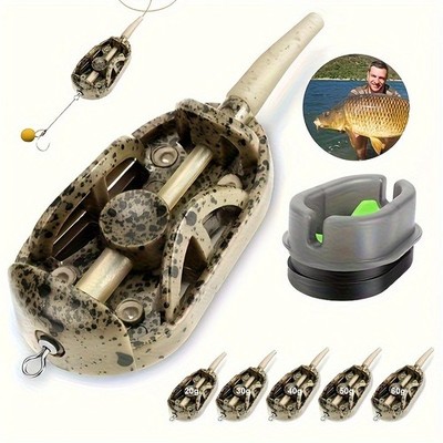 Inline Method Feeder Set 20g 30g 40g 50g 60g + Bait Mould   Feederkorb Karpfen