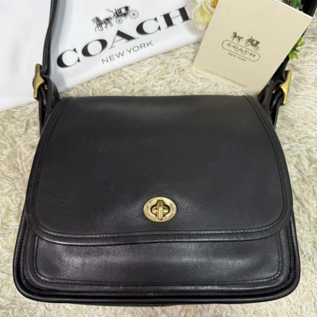 Coach 9061 Shoulder Bag Vintage Old Turnlock Leather Black Coach 9061 Shoulder Bag Vintage Old Turnlock Leather Black