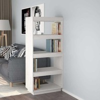 BüCherregal/Raumteiler Weiß 60X35X135 Cm Massivholz Kiefer