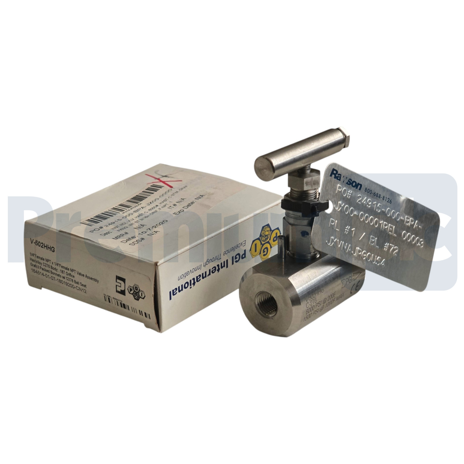 Parker PGI V-502-HHG Needle Valve 1/4" NPT Hastelloy C276 6000 PSI V-502HHG