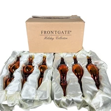 Frontgate Holiday Copper Finial Ornaments Set of 6 Glass Christmas Decor