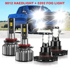 For 2014 2015 GMC Sierra 1500 White 9012 LED Headlight + 5202 Fog Light Bulbs 4x