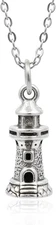 Stainless Steel Small Lighthouse Necklace, Handmade Hope Guidance Charm Jewelry