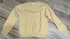 Saks Fifth Avenue 100% cashmere Mens medium V Neck sweater pastel yellow
