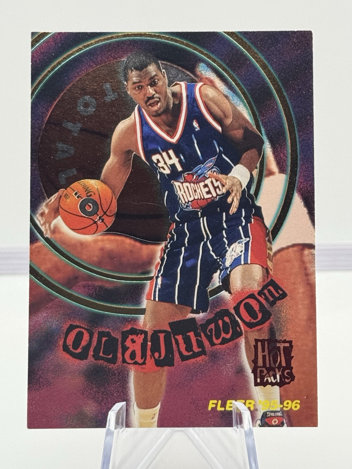 1995-96 Fleer Hakeem Olajuwon #5 Hot Packs Total O Insert Card - HOF Rockets