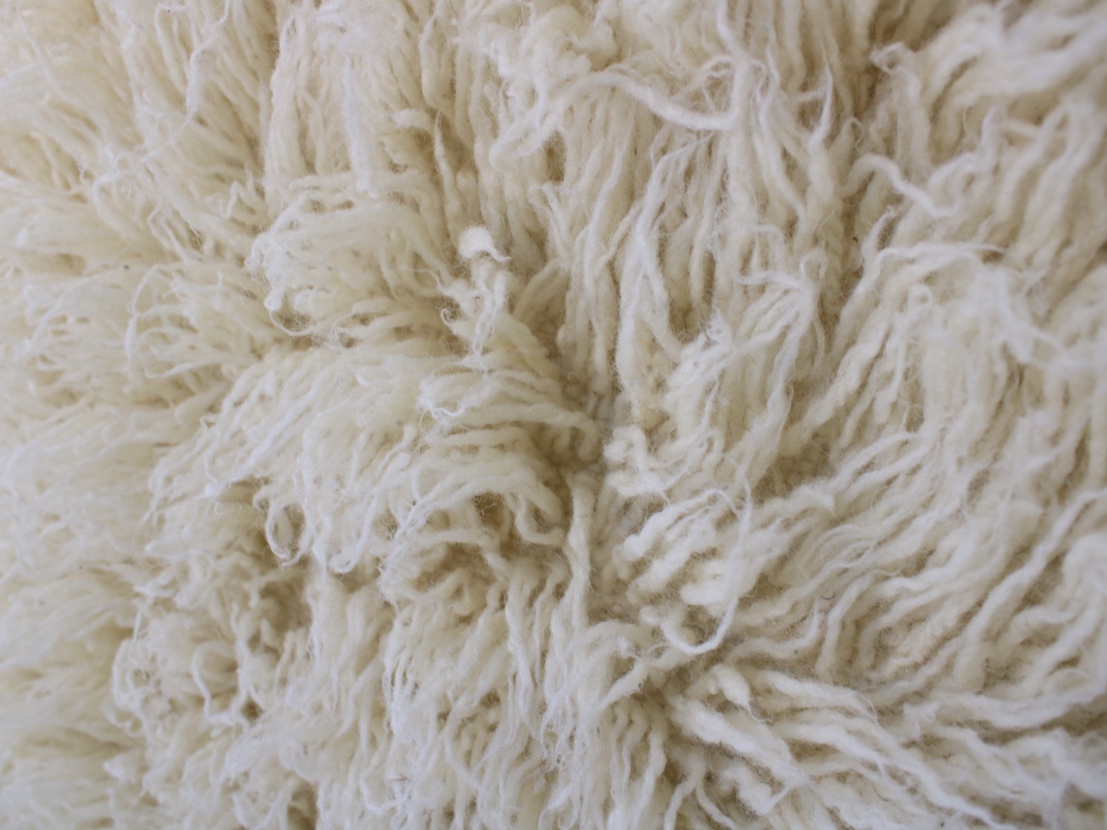 5x7 Turkish Handmade Shaggy Area Rug Beige Sheepskin 4.6x7.0 ft