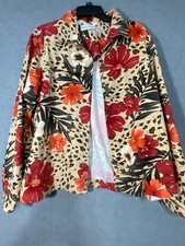 Alfred Dunner Blazer Jacket Colorful Floral Print size 14 Faux Suede