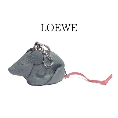 Free LOEWE Mouse Bag Charm Key Ring Key Holder Coin Case Animal Motif Leather