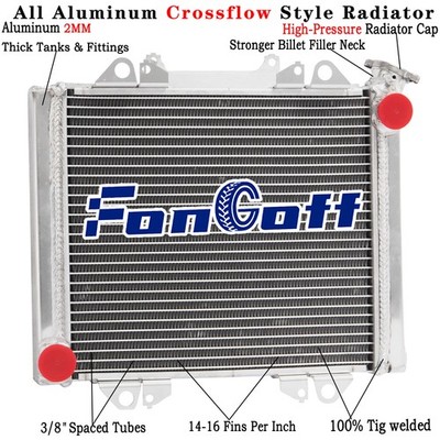 Aluminum 2 Row Racing Radiator Cooler For 2010-2013 ATV KAWASAKI KRF750 KRF 750