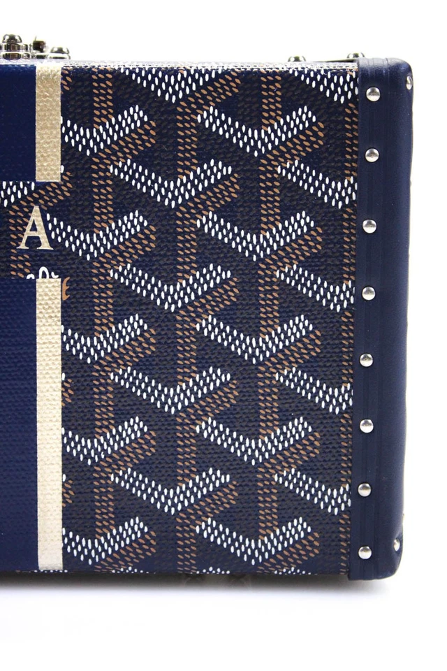 Bolso Bandolera Goyard Para Mujer Cuero Borde Goyardine Minaudière Baúl Azul Foto 3 de 4