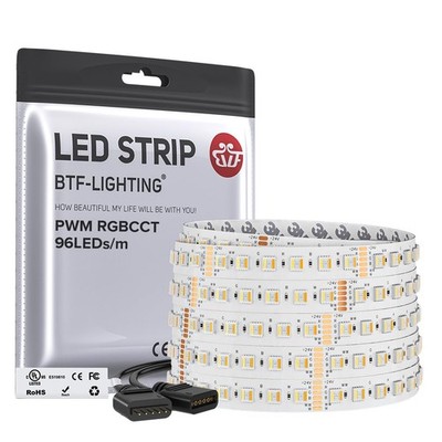 RGBCCT 5 Colors in 1 LED Tape Lights 5050SMD 16.4Ft 96LED/M IP30 DC24V White