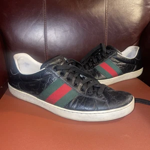 Chaussures baskets authentiques Gucci homme Ace 386750 CWCG0 1070 noir rouge vert pointure 9,5