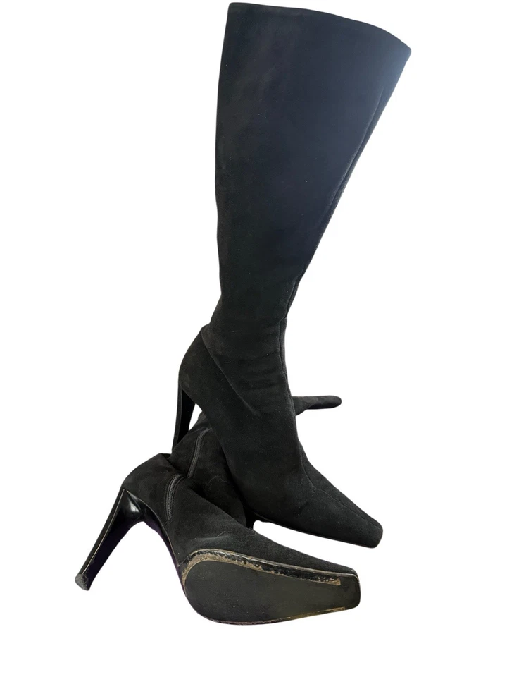 Womens Authentic Prada Knee High Stiletto Boots Black Size EU 37/US 6 - Image 2 of 4