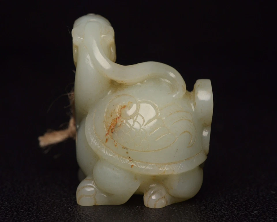 Certified Natural Hetian Jade Hand-carved Exquisite Dragon Turtle Statue 3878 - Image 2 of 4