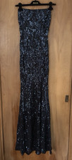 Windsor Women's Rowena Sequin Mermaid Dress Blue Black Scoop Neck Size M NWT