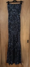 Windsor Women's Rowena Sequin Mermaid Dress Blue Black Scoop Neck Size M NWT