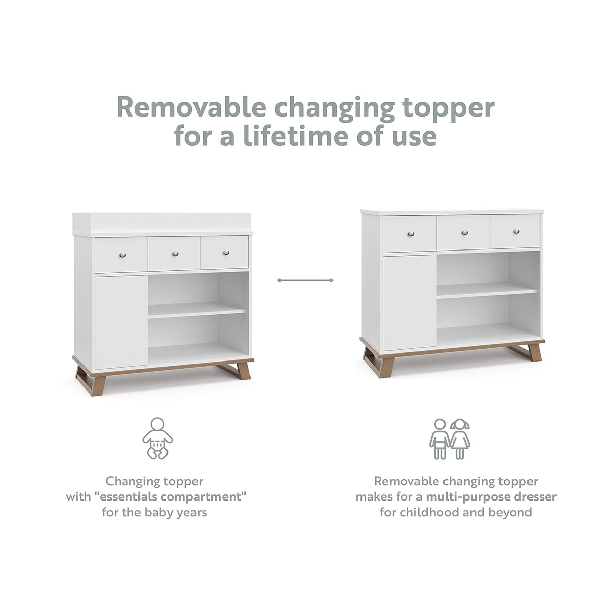 greenguard gold certified dresser changing table Lolly 3-Drawer Changer Dresser main image 1