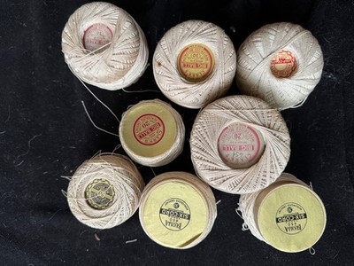 8 Partial Spools Vintage Crochet Thread-Ivory/Ecru Mercerized Cotton Sizes 10-30