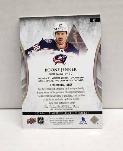 BOONE JENNER 2023-24 Ultimate Collection Autograph BLUE ~ Blue Jackets AUTO - Picture 2 of 2