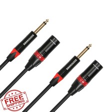 Rannsgeer 2 Pack 1/4" TS to XLR Male 1 Ft Cable