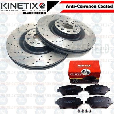 FOR FORD FIESTA MK7 KINETIX FRONT CROSS DRILLED BRAKE DISCS MINTEX PADS 258mm