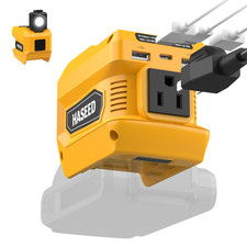 Portable Power Inverter for DeWalt 20V Battery 200W AC USB-C LED Light