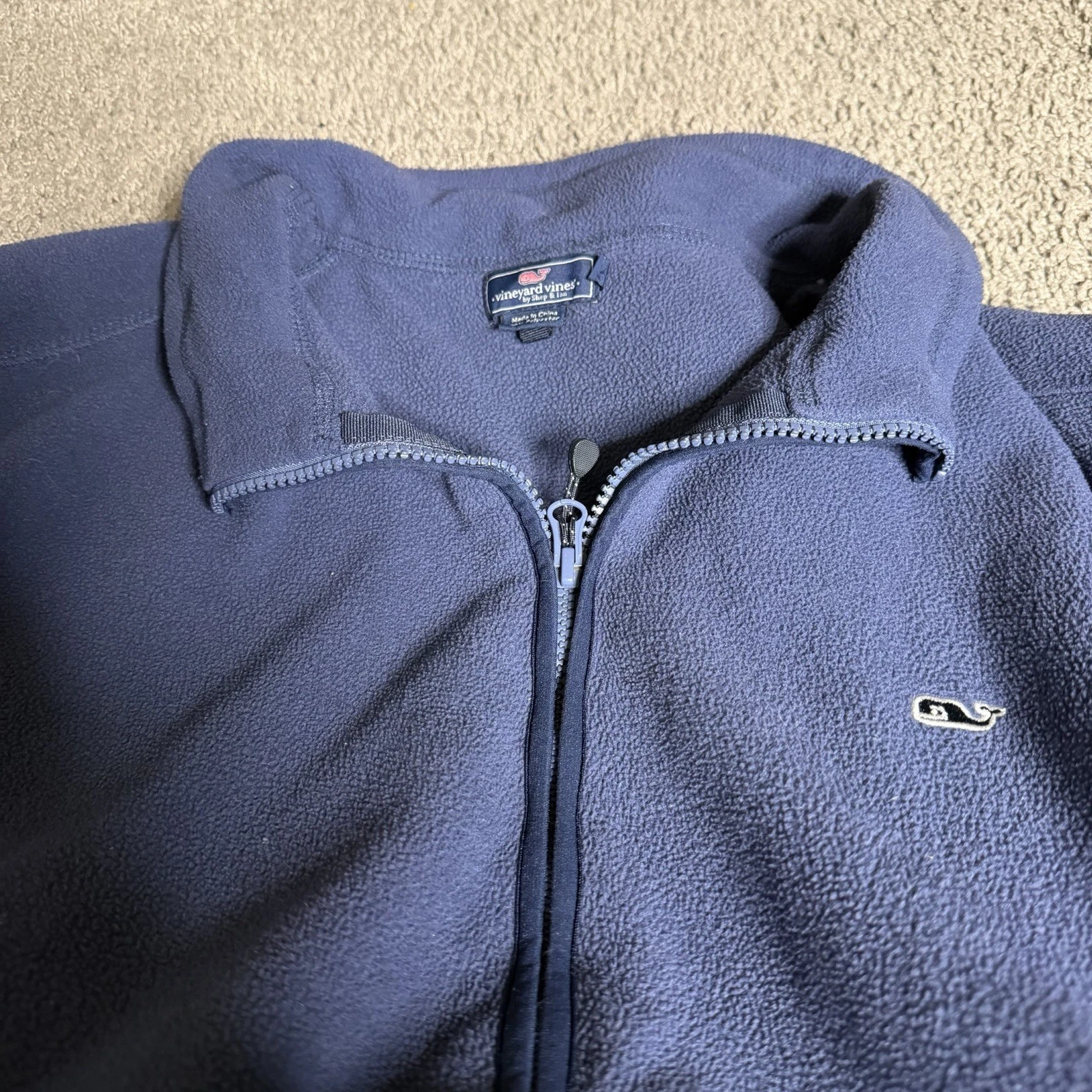 Vineyard Vines Fleece Vest Mens XL Navy Blue Full Zip Sleeveless