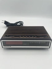 SPARTUS Vintage Alarm Clock AM/FM Radio wood walnut color Tested/Working