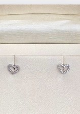9ct  white gold heart Diamond Earrings