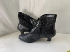 Funtasma 8.5 Black Lace Victorian Witch Steampunk Ankle Boots Cosplay Low Heel