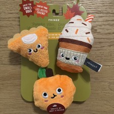 Fringe  Pumpkin Vibes,Cozy Times   Squeaky 3 Pce dog toy set Halloween/ Fall