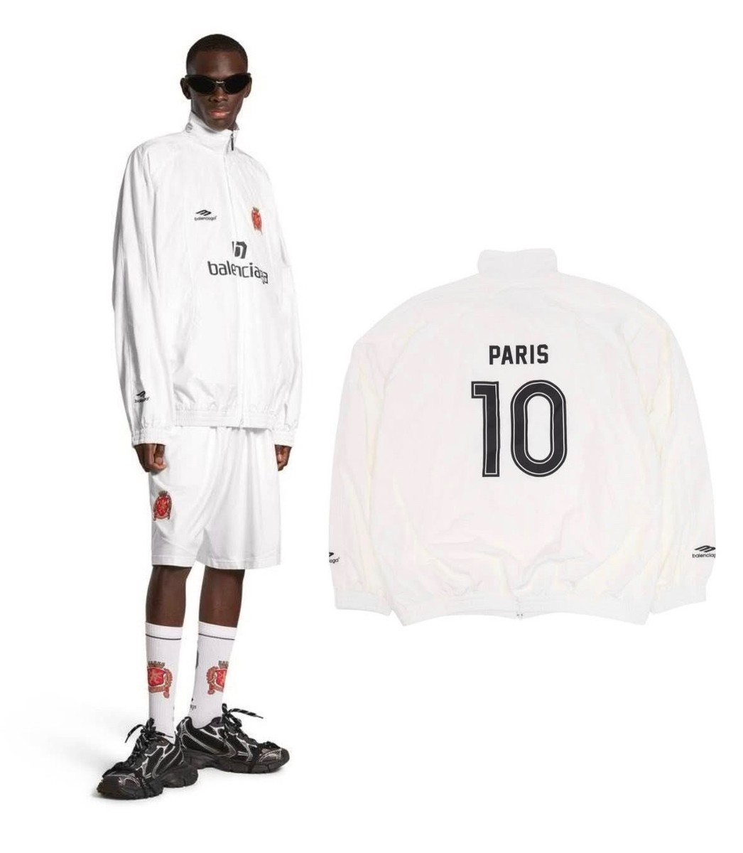 Balenciaga White Paris Soccer Technical Track Jacket - 2XL - MSRP