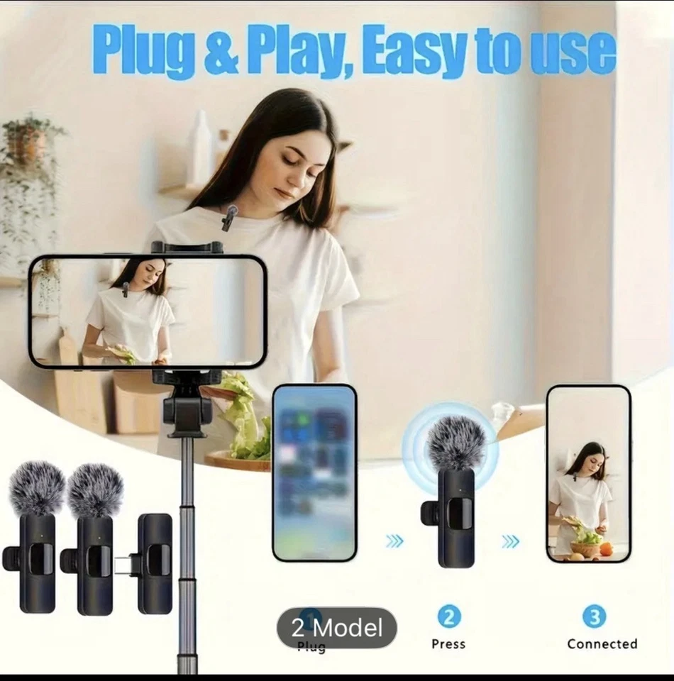 Wireless Lavalier Lapel Microphone with USB,Rechargeable Plug for iPhoneAndroid, - Image 3 of 4