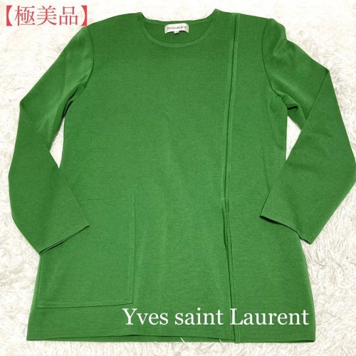 未使用級❤️Yves Saint Laurent YSL 半袖ニット　グリーン 未使用級❤️Yves Saint Laurent YSL 半袖ニット グリーン