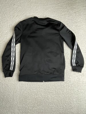 Umbro Youth Medium 8/10 Windbreaker Track Jacket Black White Full