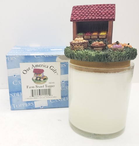 Our America Gift Candle Jar Topper Country Farm Stand with Pumpkins Topper - Picture 1 of 3