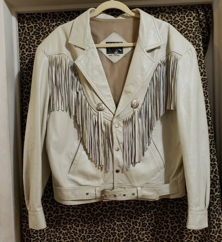 Roan Beige Leather Fringe Jacket 