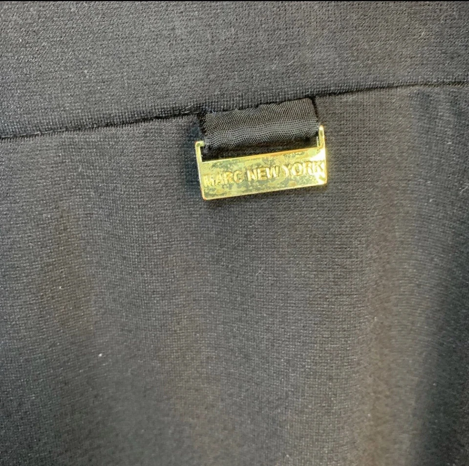 Small Marc New York Moto Black Leggings Opaque 4 6 Stretch Gold Logo Accent - Image 4 of 4