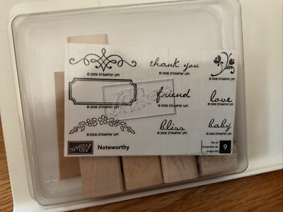 Retired 2006 Stampin Up NOTEWORTHY Set of 9 Rubber Stamps Ref354