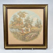 Vintage Woven Tapestry | European Landscape Scene | Framed Wall Art | Corona