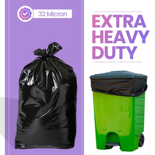 60X90CM STRONG BLACK HEAVY DUTY BIN LINERS BAGS RUBBISH WASTE REFUSE SACKS 90L - Picture 3 of 12