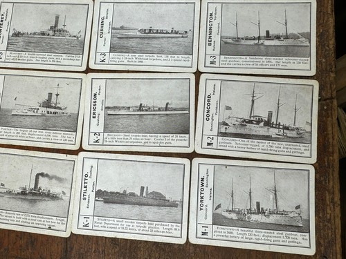 C.1915 White Squadron, Fireside Card Game, U.S. Naval Ships, 55/56 Near Complete - Picture 9 of 24