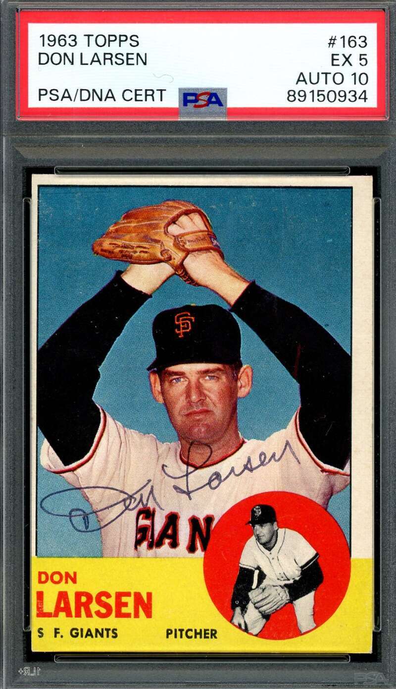 Don Larsen Gem Mint 10 PSA DNA Signed 1963 Topps Autograph
