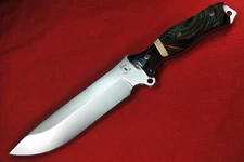Busse Custom SJTAC .215" Saber Ground Satin, Black G10 G-rexed Green Clam Shell