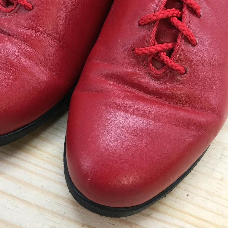 Zapatos Softspots Para Mujer 8 WW Informales Cómodos Planos Tenis Cuero Rojo Con Cordones Foto 4 de 4